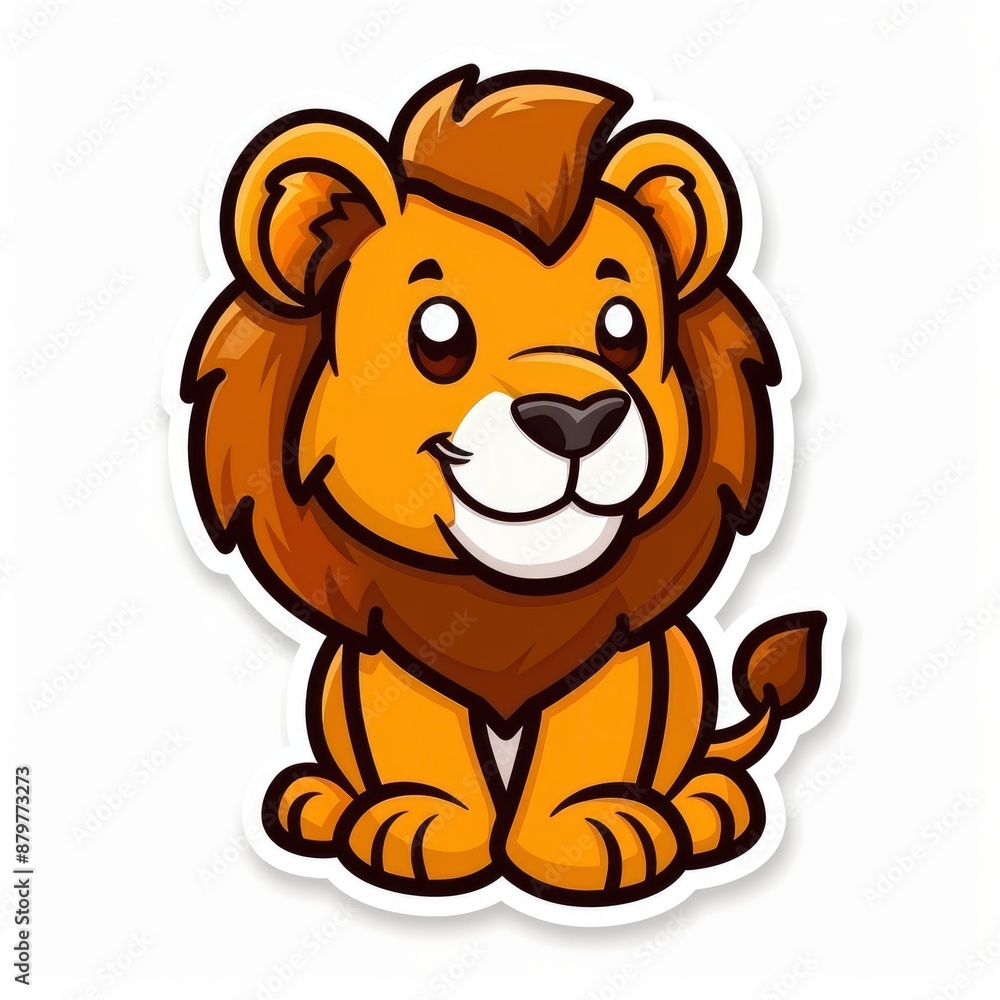 cute lion and sun logo sticker, Sticker, outline, vector, savannah, simple, gold, orange, kawaii cute lion and sun logo sticker, Sticker, outline, vector, savannah, simple, gold, orange, kawaii