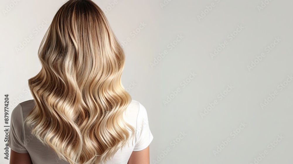 Back View Of Woman With Long Wavy Blonde Hair Back View Of Woman With Long Wavy Blonde Hair