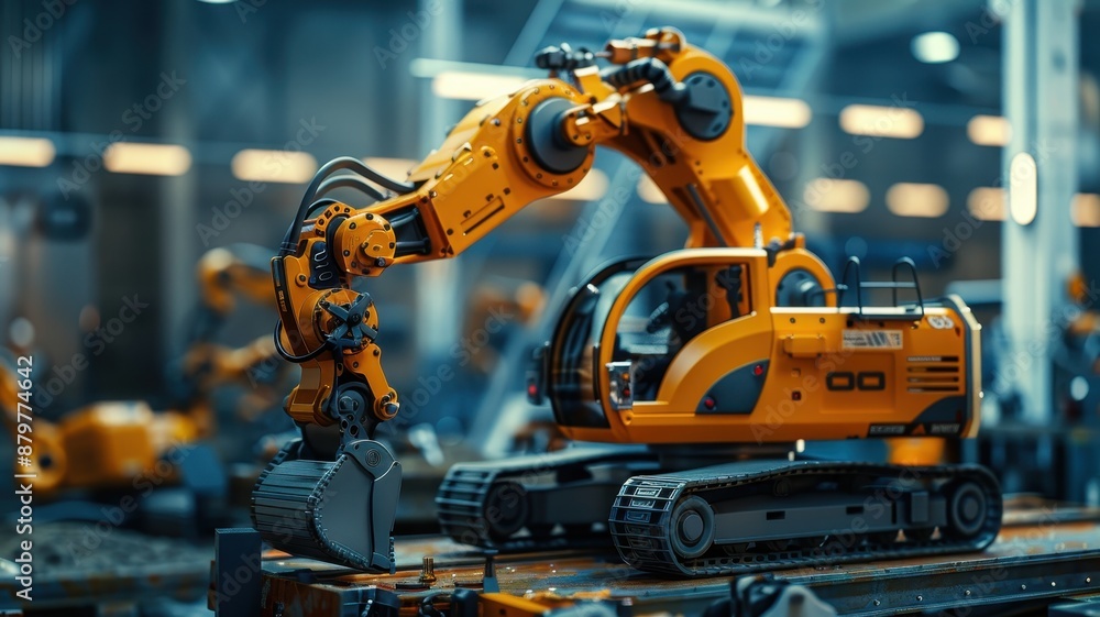 Close-up of an advanced industrial robot arm in a modern factory, demonstrating precision and efficiency in a manufacturing environment. Close-up of an advanced industrial robot arm in a modern factory, demonstrating precision and efficiency in a manufacturing environment.