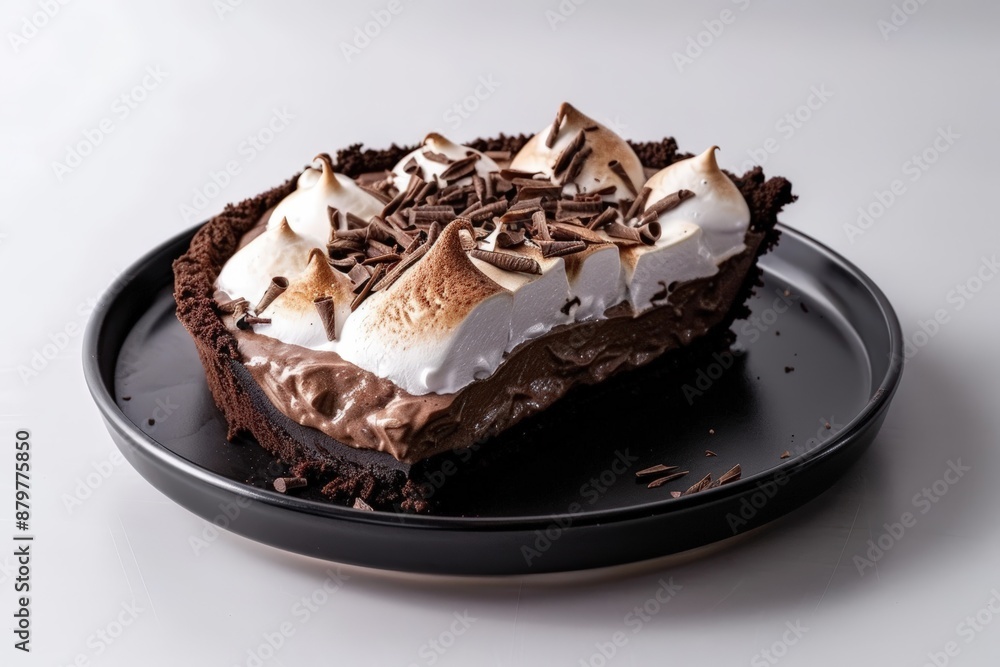 Double Chocolate Pie on a Sleek Black Plate: A Dessert Masterpiece Double Chocolate Pie on a Sleek Black Plate: A Dessert Masterpiece