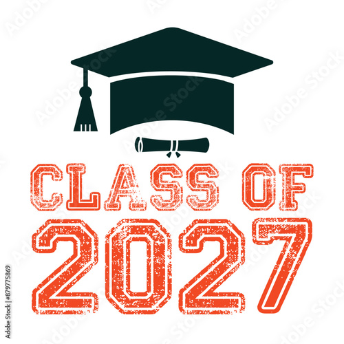 Class of 2027 typography design vector. Text for design, congratulation event, T-shirt, party, high school or college graduate. Editable class of 2024 typography design