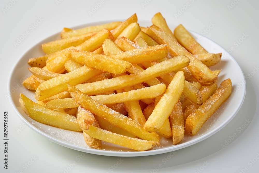 Tender and Crispy Double-Fried French Fries on Elegant Plate Tender and Crispy Double-Fried French Fries on Elegant Plate