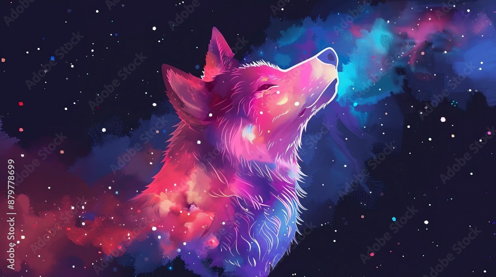 Colorful galaxy and wolf illustration Colorful galaxy and wolf illustration