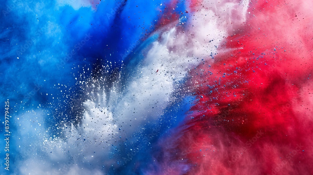 custom made wallpaper toronto digitalA stunning explosion of vibrant blue, red, and white colors merging in an energetic display, symbolizing dynamic forces and creativity in a mesmerizing scene.