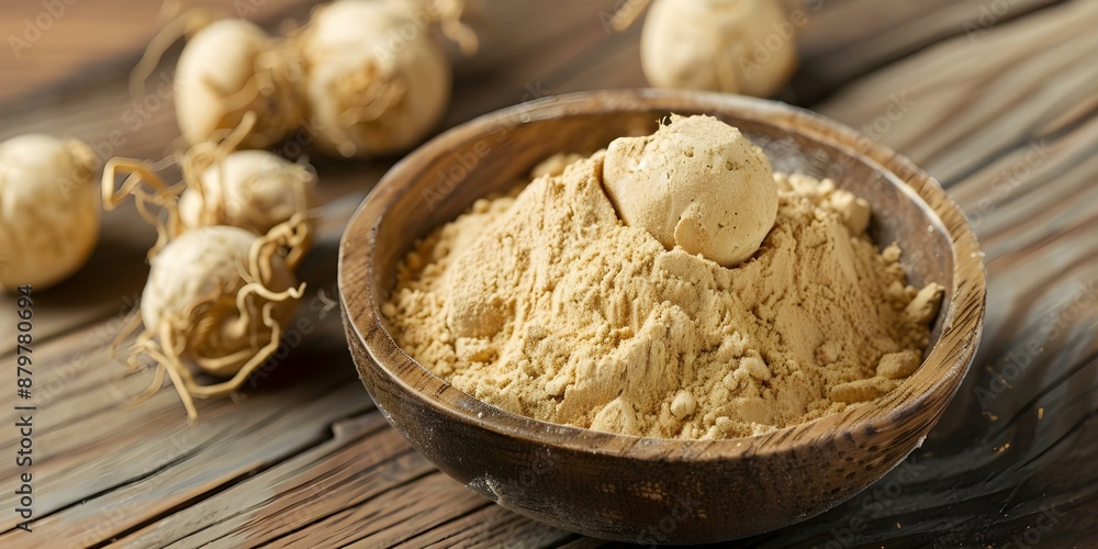 Benefits of Using Medicinal Peruvian Maca Root Powder for Nutritional Supplementation. Concept Natural Energy Boost, Hormone Balance, Enhanced Mood, Improved Libido, Rich in Nutrients Benefits of Using Medicinal Peruvian Maca Root Powder for Nutritional Supplementation. Concept Natural Energy Boost, Hormone Balance, Enhanced Mood, Improved Libido, Rich in Nutrients