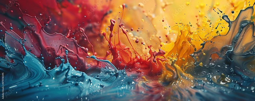 A splash of paint on a canvas, its colors bleeding and blending into each A splash of paint on a canvas, its colors bleeding and blending into each