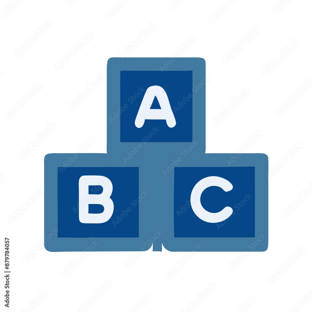 ABC Building Blocks Icon, Blue and White, Children’s Learning Tools ABC Building Blocks Icon, Blue and White, Children’s Learning Tools