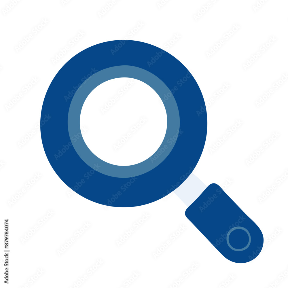 Magnifying glass icon, blue and white, search and discovery theme Magnifying glass icon, blue and white, search and discovery theme