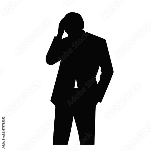 Business man icon. Male face silhouette  Vector illustration.