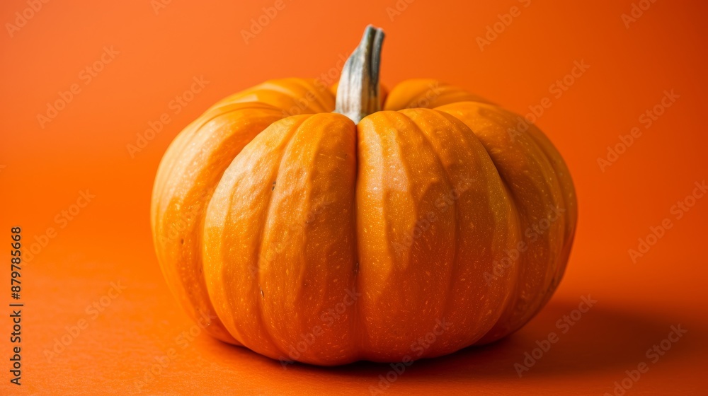Vibrant orange pumpkin on an orange background, capturing the essence of autumn and harvest season, perfect for Halloween or Thanksgiving themes. Vibrant orange pumpkin on an orange background, capturing the essence of autumn and harvest season, perfect for Halloween or Thanksgiving themes.