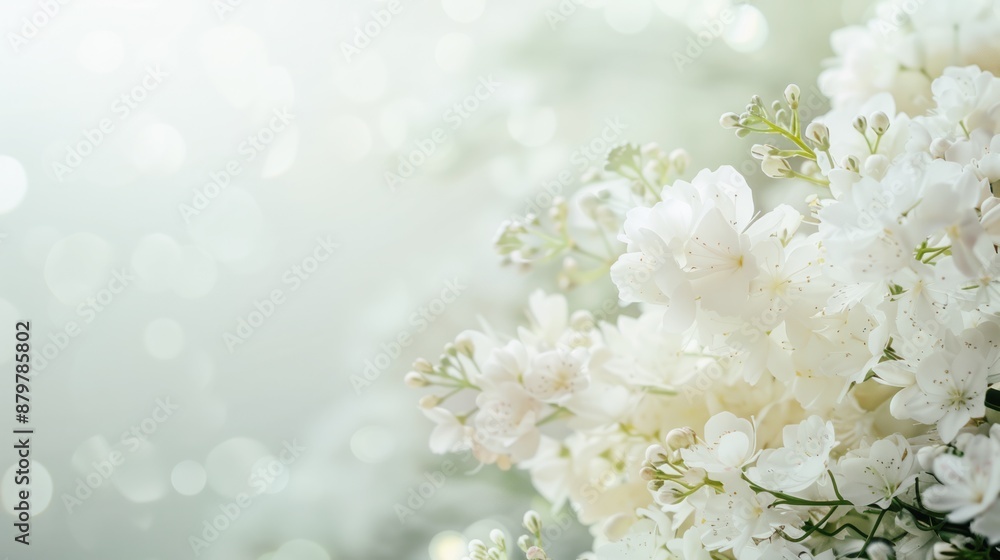 © id512 - elegant white flowers with soft bokeh background, mourning and funeral imagery with copy space for text © id512 - elegant white flowers with soft bokeh background, mourning and funeral imagery with copy space for text