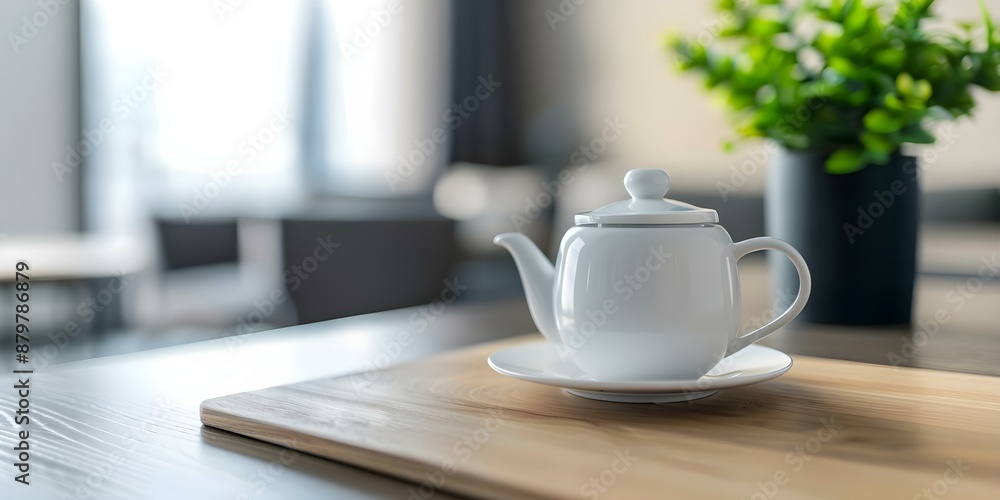 Convenient Tea Station Available in Room for Guests. Concept Tea Preparation, In-room Amenities, Cozy Nook, Relaxing Break Convenient Tea Station Available in Room for Guests. Concept Tea Preparation, In-room Amenities, Cozy Nook, Relaxing Break