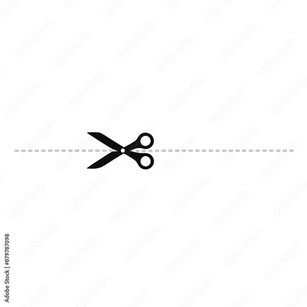 scissors icon with a dotted line, isolated on a white background scissors icon with a dotted line, isolated on a white background