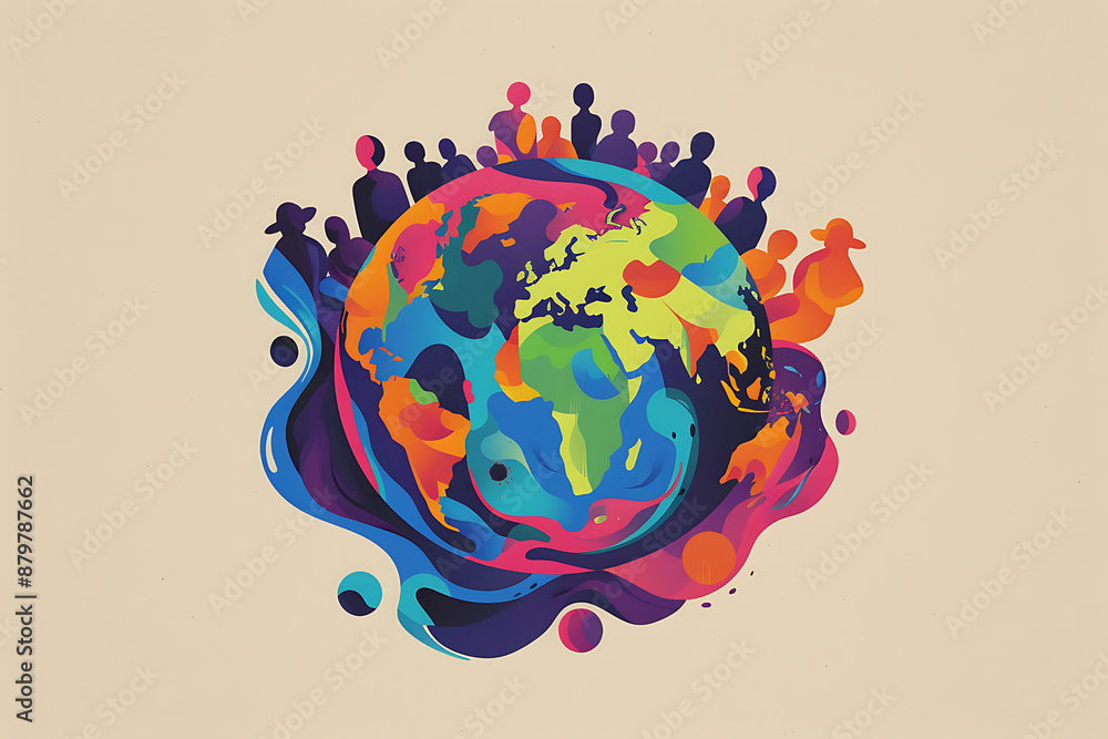 Global diversity or earth day and international world culture as a concept of international people cooperation as diverse hands holding together the planet.