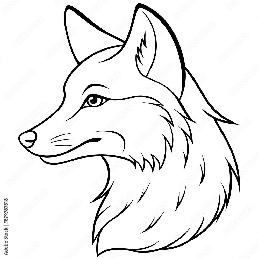 Obraz premium Elegant Wolf Head Illustration in Clean lineart Vector Style.