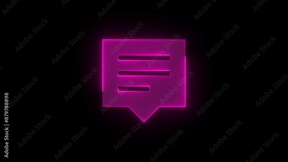 Text message bubble icon glowing neon animation, Message symbol icon animated on black background Text message bubble icon glowing neon animation, Message symbol icon animated on black background
