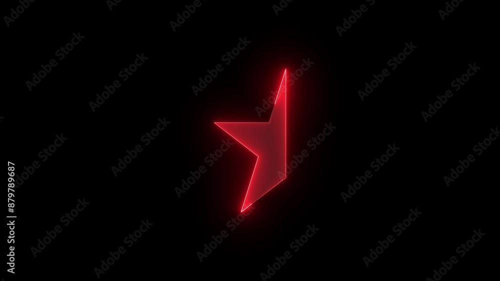 Half star stroke icon glowing neon animation, Neon symbol icon animated on black background Half star stroke icon glowing neon animation, Neon symbol icon animated on black background