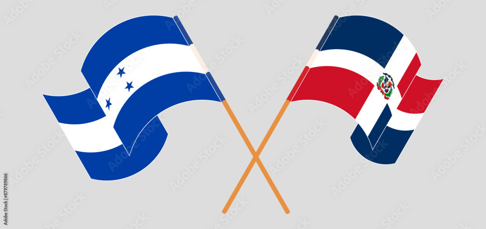 Crossed and waving flags of Honduras and Dominican Republic Crossed and waving flags of Honduras and Dominican Republic