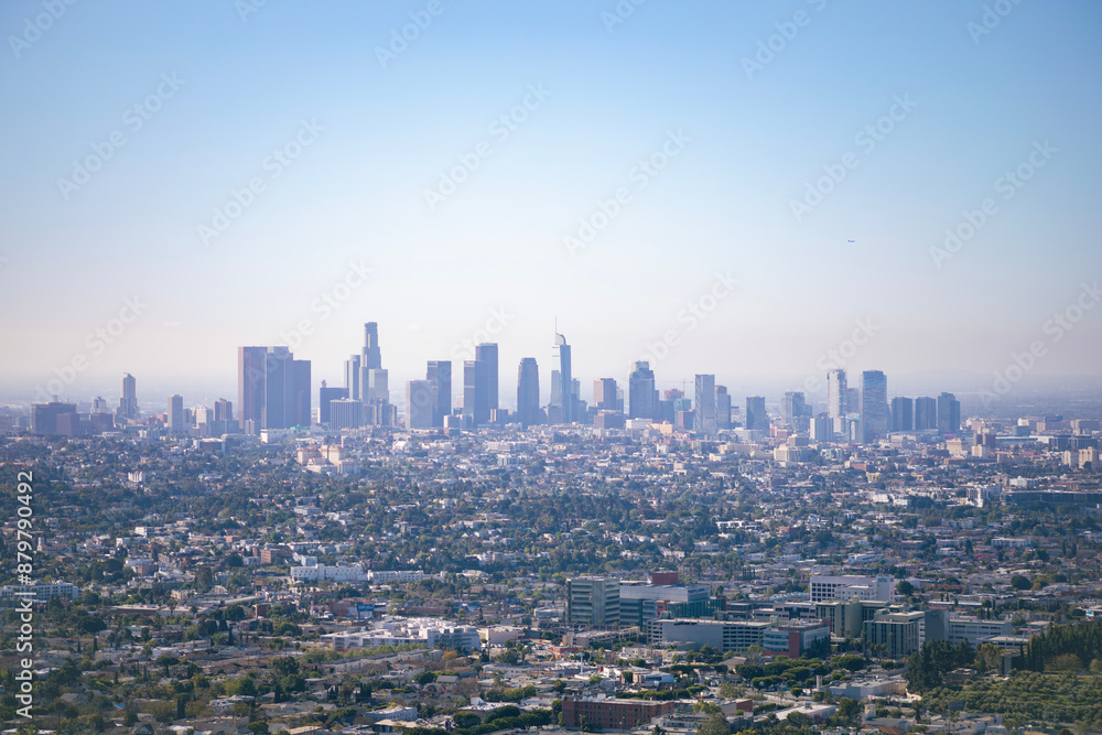 aerial view of city skyline Downtown Los Angeles aerial view of city skyline Downtown Los Angeles
