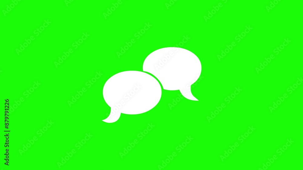 Speech bubble simple shape icon white color animation on green background Speech bubble simple shape icon white color animation on green background