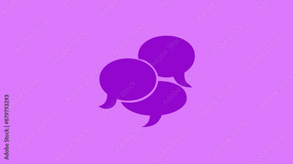 Chat bubble shape icon purple color animation Chat bubble shape icon purple color animation