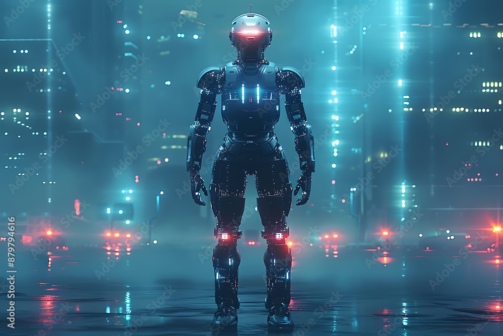 A futuristic mech or robot, intricately designed in the wireframe style, set against a dark blue background, showcasing advanced technology and sleek engineering A futuristic mech or robot, intricately designed in the wireframe style, set against a dark blue background, showcasing advanced technology and sleek engineering