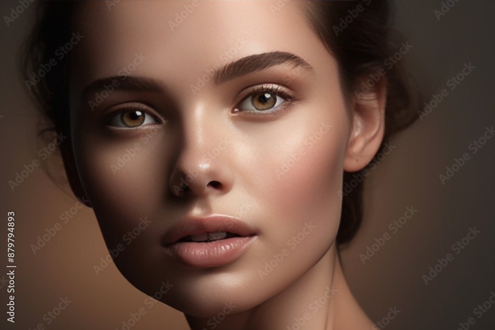Fototapeta premium beauty portrait of a young woman with beautiful skin without makeup, natural beauty concept, close-up