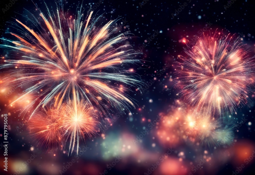 Fototapeta premium black celebrate colorful beautiful night abstract bright celebration sky blast burst anniversary background fireworks