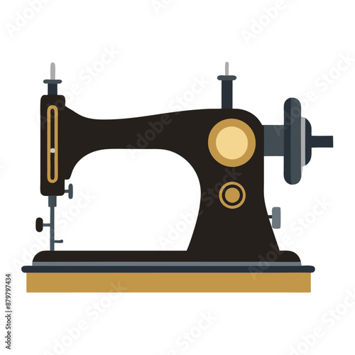 vintage manual sewing machine vector illustration, isolated on a white background. 