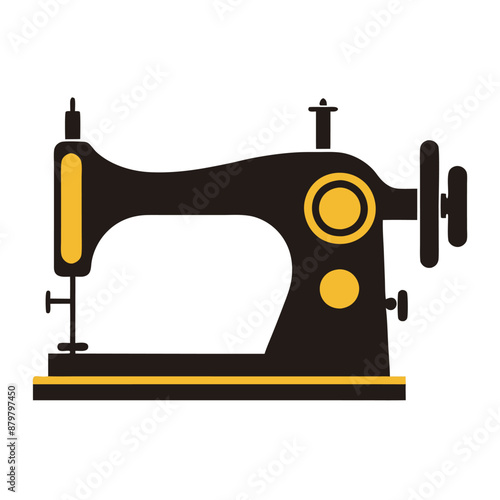 vintage manual sewing machine vector illustration, isolated on a white background. 