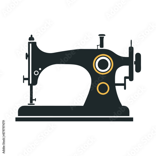 vintage manual sewing machine vector illustration, isolated on a white background. 