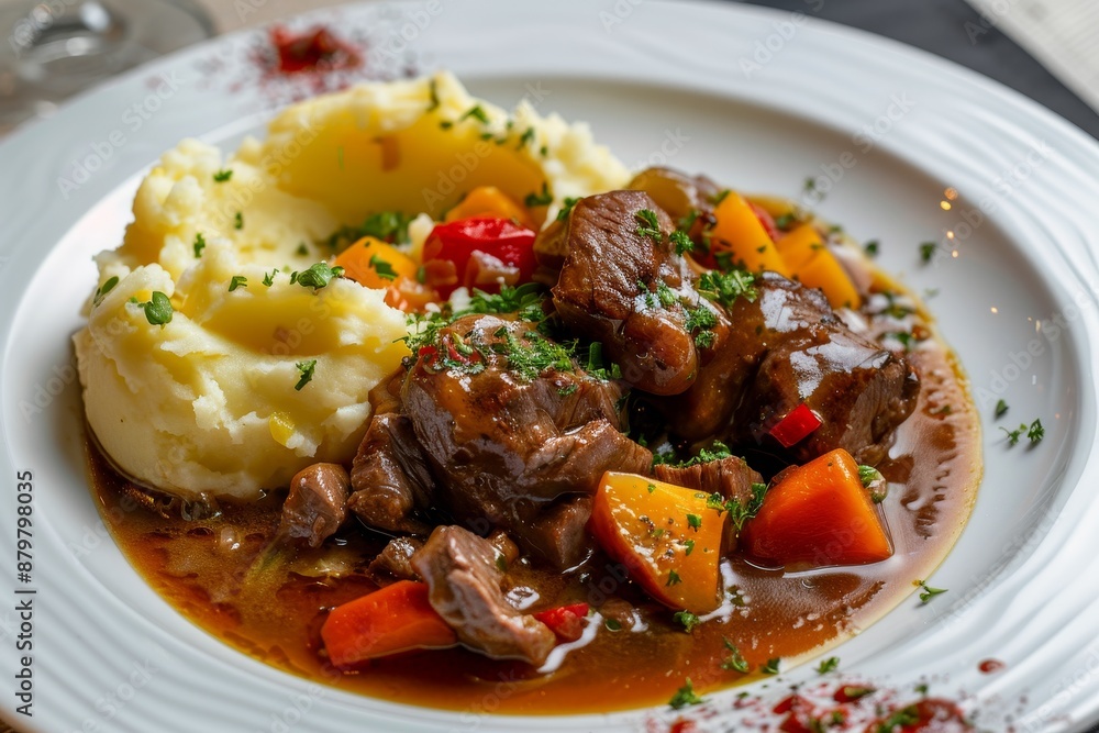 Braised veal cheeks with potatoes and veggies Braised veal cheeks with potatoes and veggies