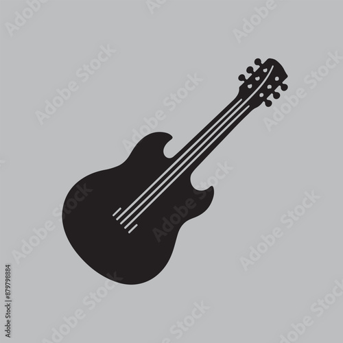 Black guitar icon on white background Illustrator graphics design vector file