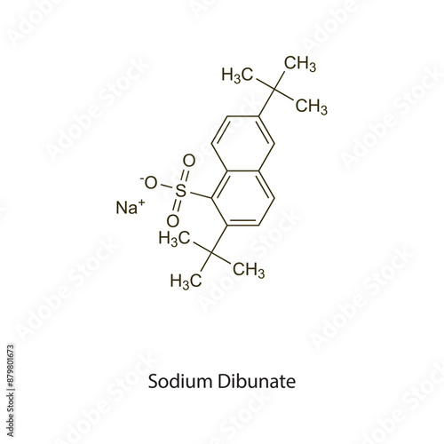 Sodium Dibunate flat skeletal molecular structure Antitussive drug used in cough treatment. Vector illustration scientific diagram. photo