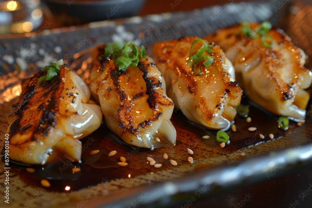 Chicken and shrimp dumplings with ponzu sauce Chicken and shrimp dumplings with ponzu sauce