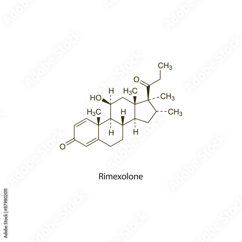Rimexolone flat skeletal molecular structure Corticosteroid drug used in inflammation treatment. Vector illustration scientific diagram.