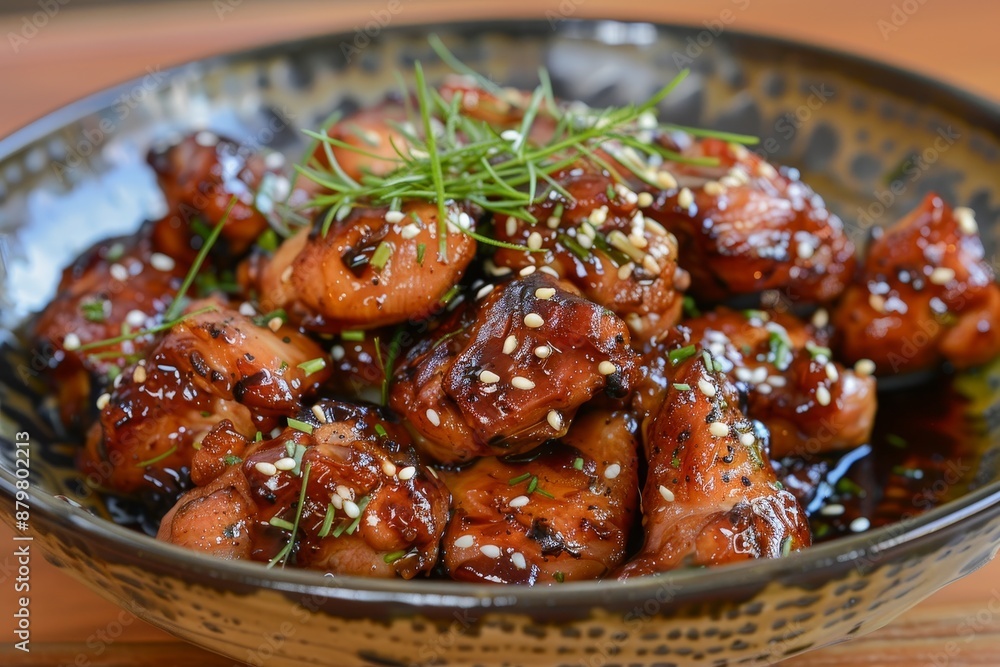 Chicken cooked with teriyaki sauce Chicken cooked with teriyaki sauce