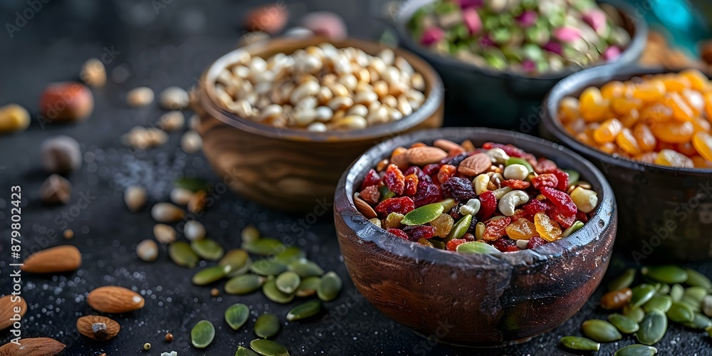 Creating a Healthy Atmosphere with a Vibrant Display of Nuts, Seeds, and Dried Fruits. Concept Healthy Snacking, Nutritious Choices, Vibrant Displays, Wellness Lifestyle, Eating Well Creating a Healthy Atmosphere with a Vibrant Display of Nuts, Seeds, and Dried Fruits. Concept Healthy Snacking, Nutritious Choices, Vibrant Displays, Wellness Lifestyle, Eating Well