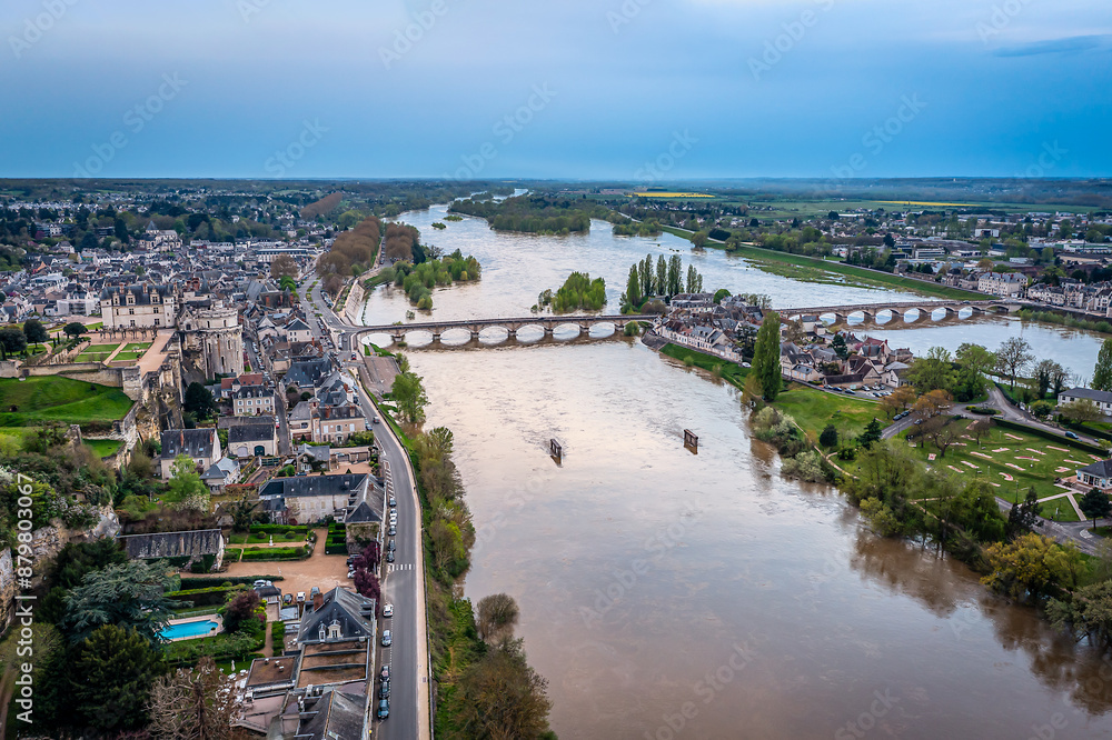 Fototapeta premium Aerial View of Loire River, Amboise, France