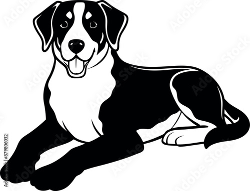 dog silhouette vector art with a white background