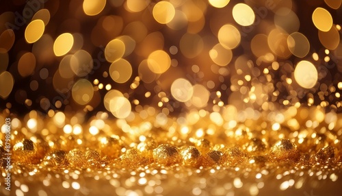 gold bokeh sprinkles for a holiday celebration like christmas new year shiny lights sparkly de focused wallpaper background