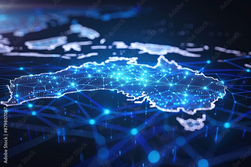 Digital map of Australia network and connectivity created with Generative AI Digital map of Australia network and connectivity created with Generative AI