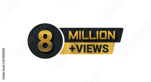 8 Million Views Celebration Vector Icon Badge PNG