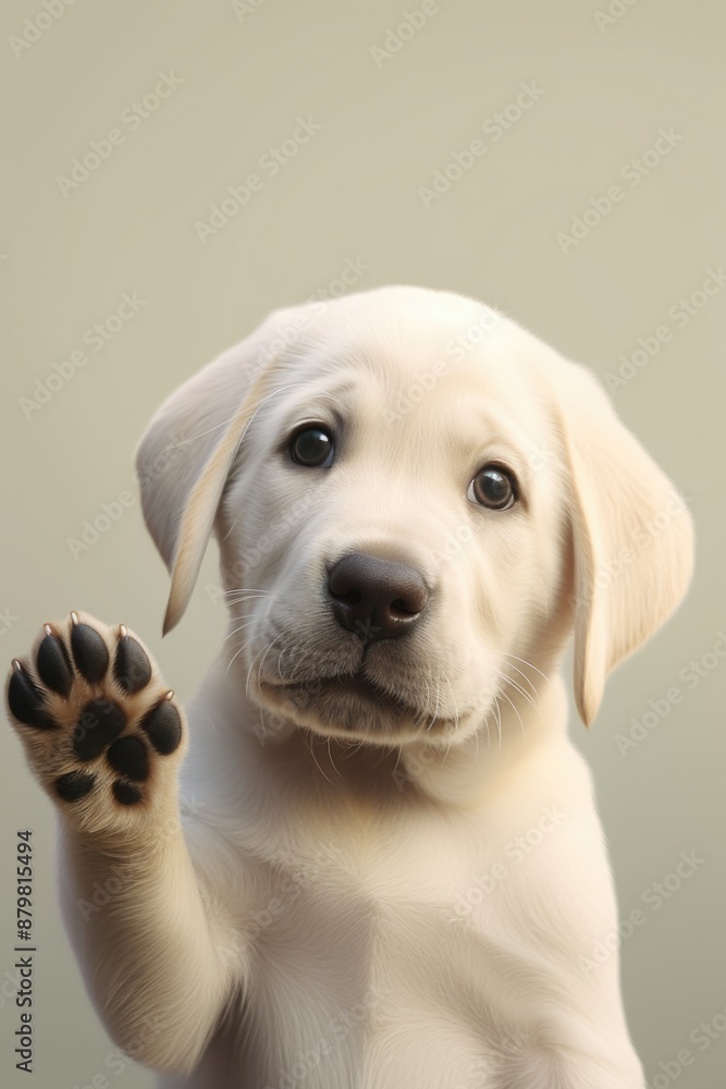 A playful puppy with its paw on its own paw, great for pet-related or social media visuals A playful puppy with its paw on its own paw, great for pet-related or social media visuals