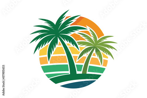 Wallpaper Mural beautiful elegant summer graphic with palm tree sea and sunset Torontodigital.ca