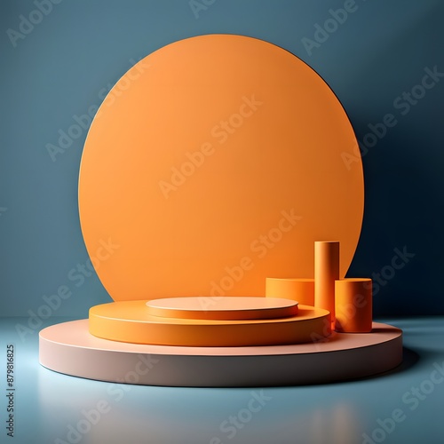 3d round podium, different geometric shapes for multi products display presentation photo