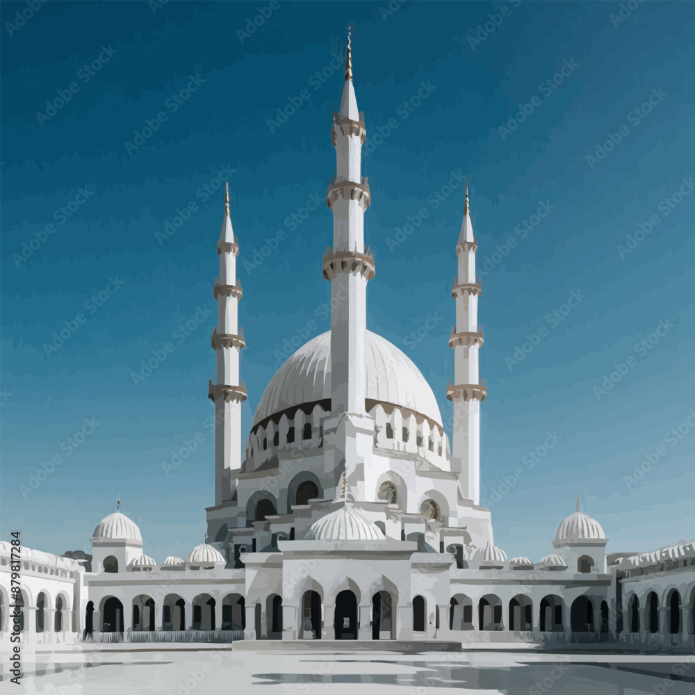 Fototapeta premium Islamic motif, minimalist design, pastel tones, vector look, clean and simple lines, subtle backlighting