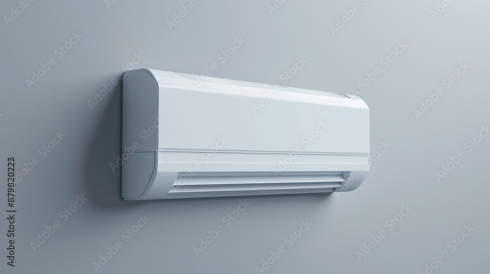 A white air conditioner is mounted on a wall. Generate AI image A white air conditioner is mounted on a wall. Generate AI image
