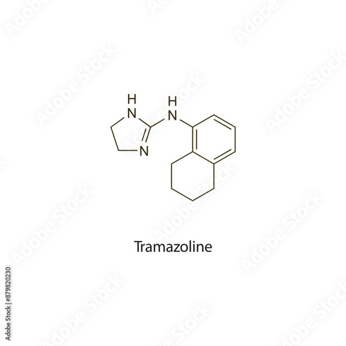 Tramazoline flat skeletal molecular structure Sympathomimetic drug used in nasal congestion treatment. Vector illustration scientific diagram.