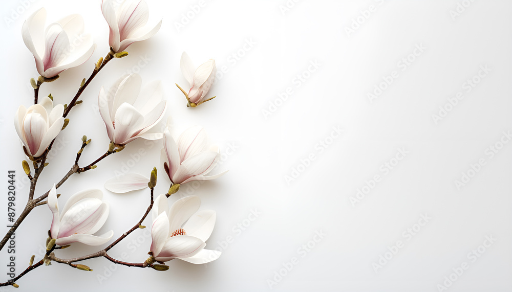 Obraz premium Pink magnolia flower isolated on white background with full depth of field